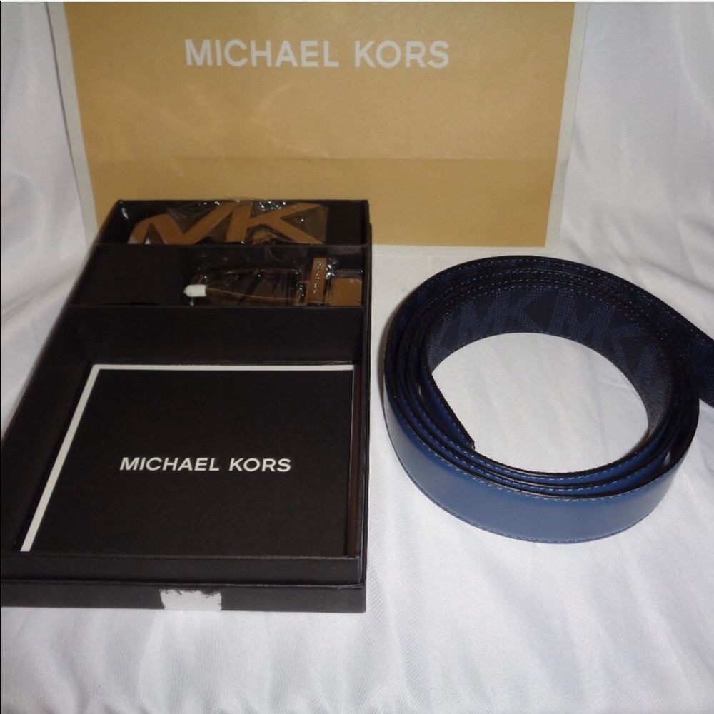 Micheal Kors Blue Reversible Belt